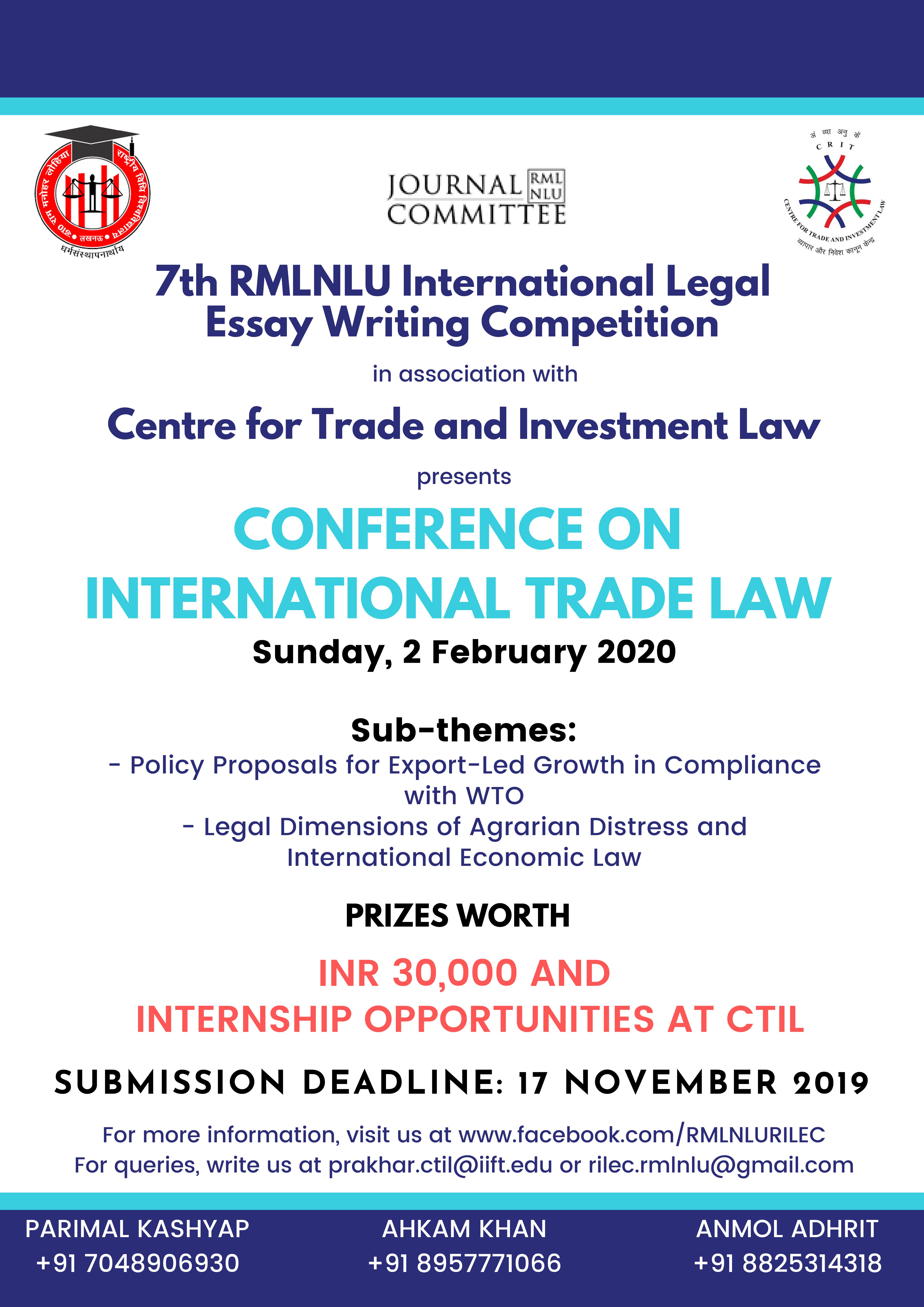 Call for Entries: RMLNLU-CTIL Conference on International Trade Law ...